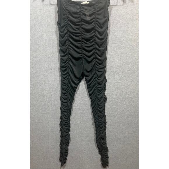 Free People Intimidate Ruched Sheer High Waist Leggings Black One Size Fits S-L - Picture 4 of 5